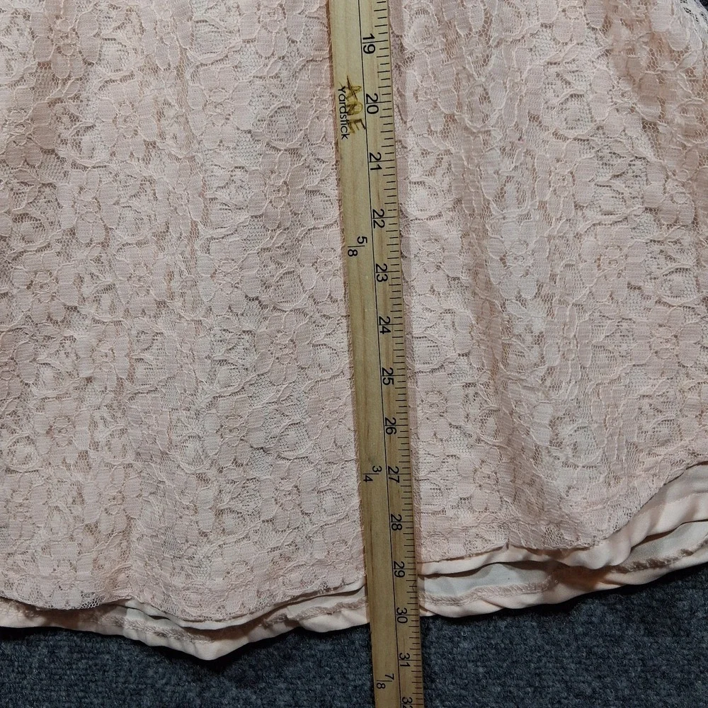 BCBG Girls Peach Pink Floral Lace Fit & Flare Party Dress Size 14 Flutter Sleeve